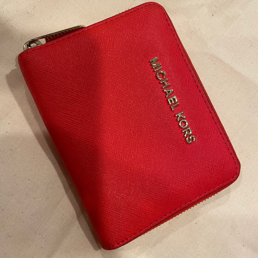 100% Red Saffiano Leather Michael Kors Wallet